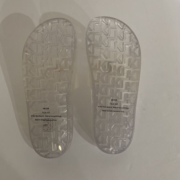 KARL LAGERFELD Womens Sandals Pearl White Clear Tula Accent Slip On Sz 6 Slide - Picture 5 of 6